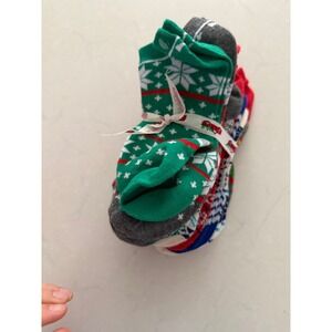 Holiday Christmas Ankle Socks Bundle Multi Color Fair Isle Snowflake Patterns